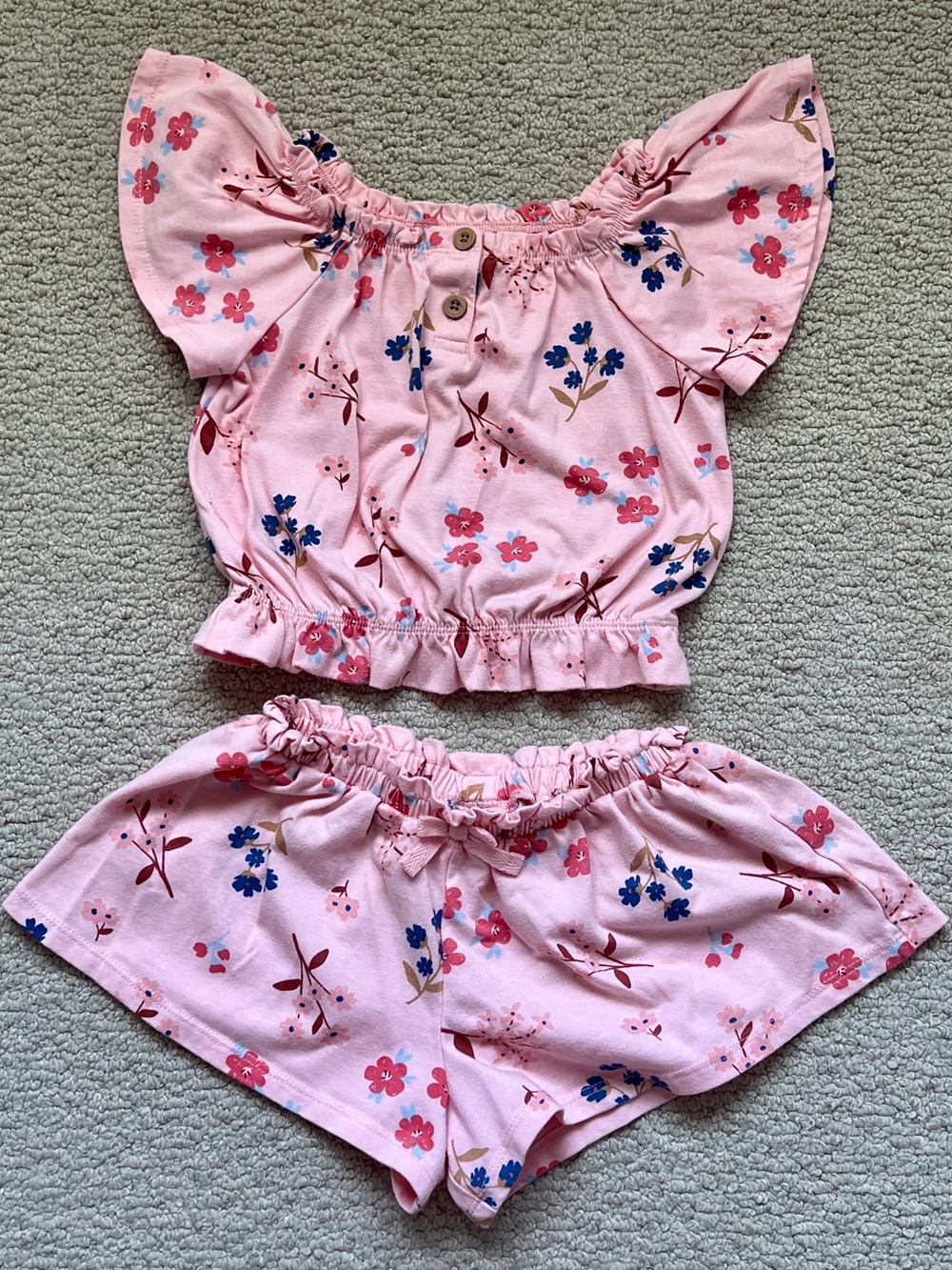 Kids Headquarters Pink Floral Ruffled Two-Piece Set